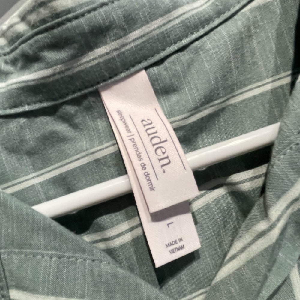 Auden Women’s Striped Short Sleeve Pajama Shirt Green Size Large NWT - Picture 3 of 5